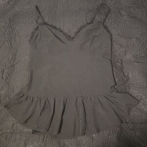 Killstar Black Soft Lace Trim Cami Top With Corset Style Back